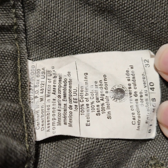 Carhartt Men's Moss Green 100% Cotton Utility Work Pants Washed Duck Loose 40X32 - Picture 9 of 9